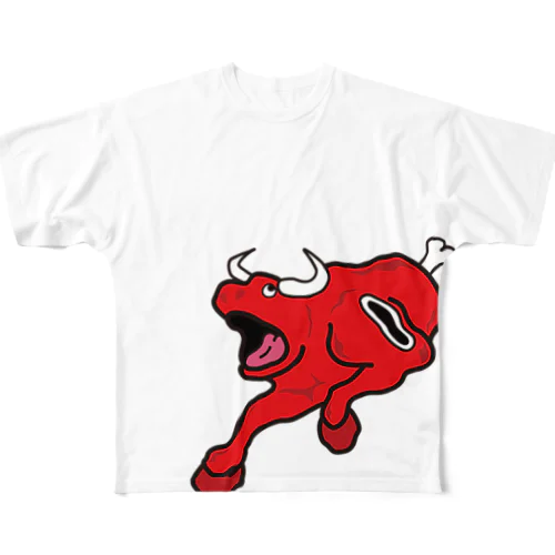 会津・赤ベコ風猛牛肉 All-Over Print T-Shirt