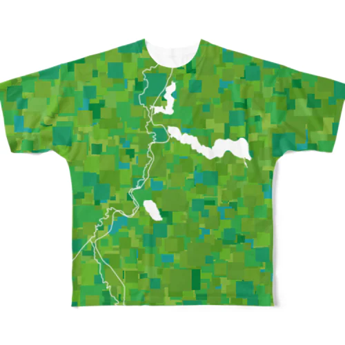 釧路湿原／モザイクグリーン フルグラフィックTシャツ
