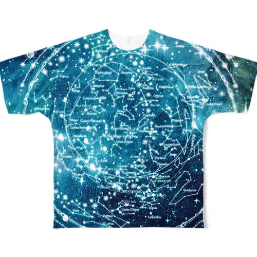 星巡る 星座図 フルグラフィックTシャツ