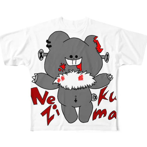 NEZI KUMA BLACK フルグラフィックTシャツ
