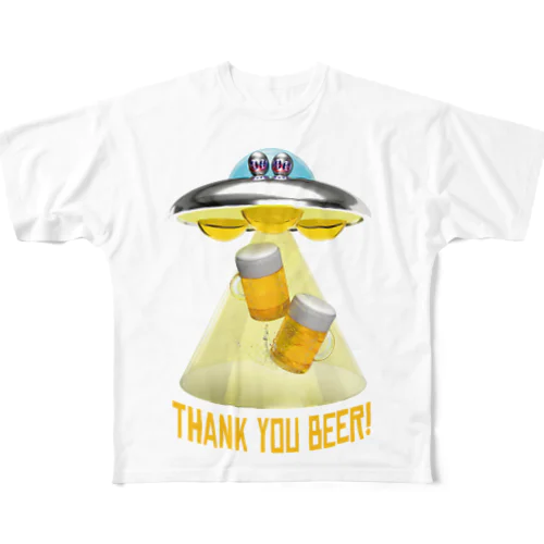 ビール泥棒👽🍻👽（飲酒運転ダメ。ゼッタイ。） フルグラフィックTシャツ