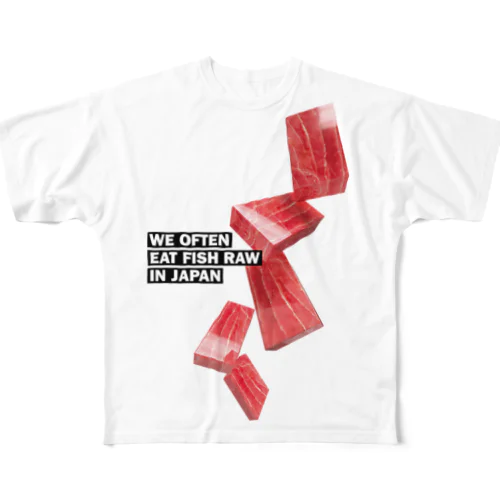 日本ではしばしば魚を生で食べる（まぐろ） All-Over Print T-Shirt