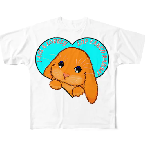 Lop eared rabbit(ロップイヤーラビット) 英語バージョン フルグラフィックTシャツ