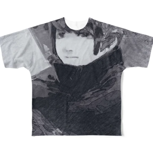 物憂い女の子 All-Over Print T-Shirt