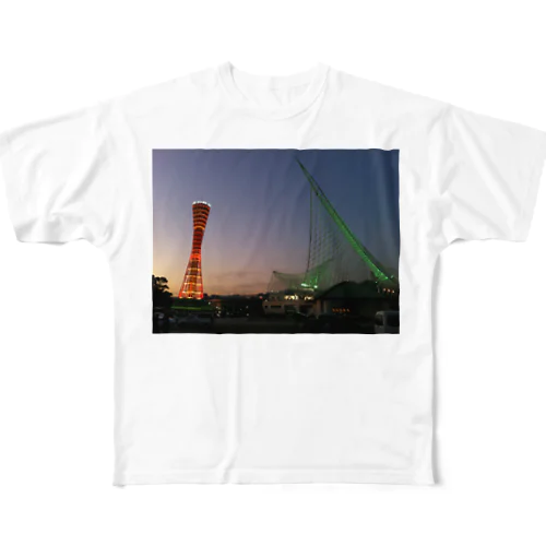 the evening of Kobe Meriken Park     フルグラフィックTシャツ