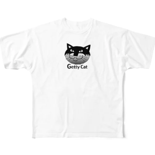 ネコのゲッティ/Getty Cat フルグラフィックTシャツ