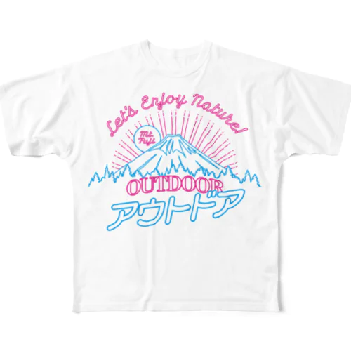 アウトドア（ネオン富士山） フルグラフィックTシャツ