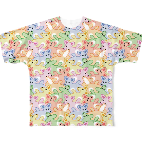 楽しい犬の模様２（多色） All-Over Print T-Shirt