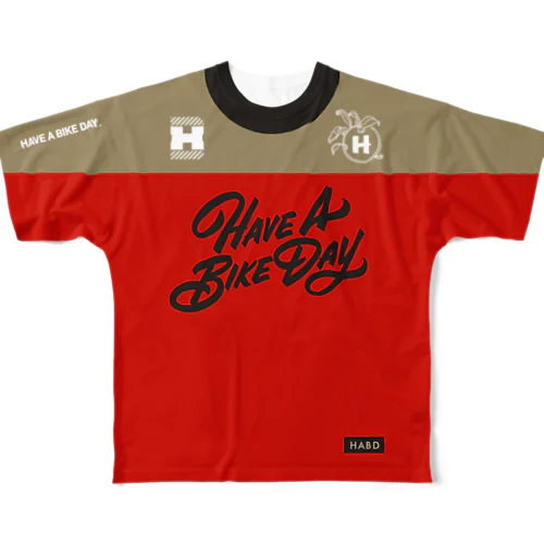 HABDmoto(tan/red) フルグラフィックTシャツ