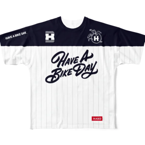 HABDmoto(dark navy/gray stripes) フルグラフィックTシャツ