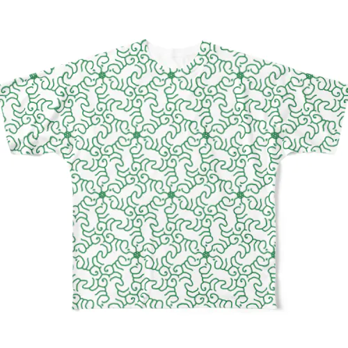 子犬の唐草模様（白地） All-Over Print T-Shirt
