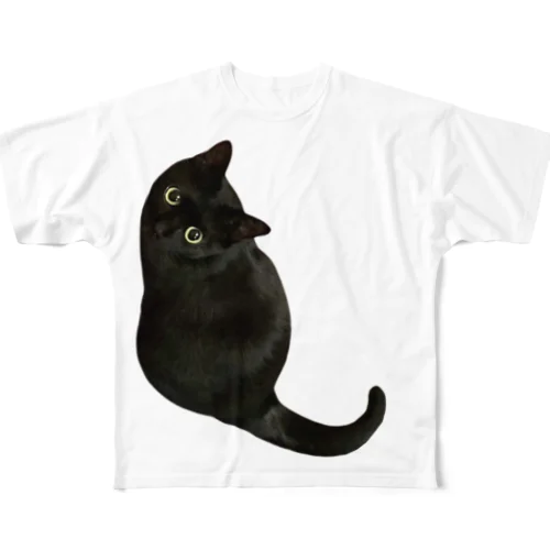 黒猫好きのためのフルグラフィックTシャツ All-Over Print T-Shirt