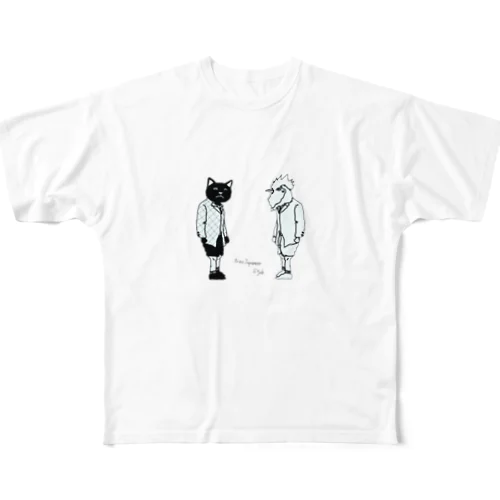 B_Lack_Cat&Mr.CHICKENHEART フルグラフィックTシャツ