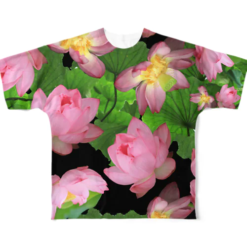 しつこいハスの花 フルグラフィックTシャツ
