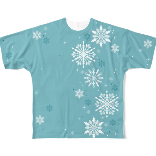 雪の花06（ターコイズ） All-Over Print T-Shirt