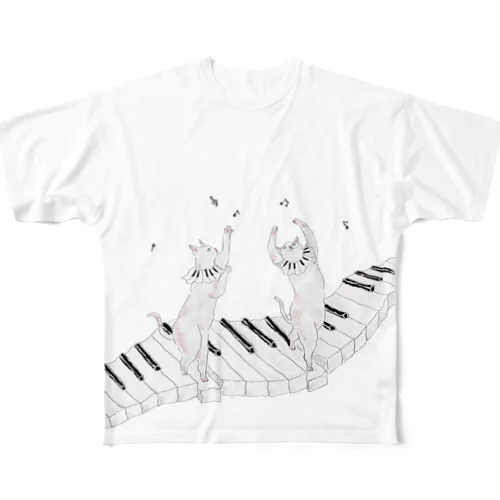 ピアノ教室にゃんこ All-Over Print T-Shirt