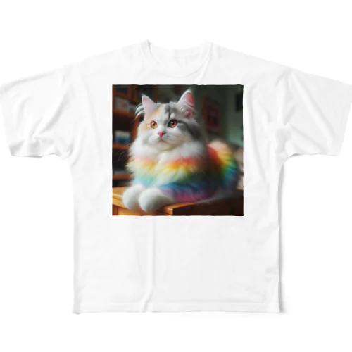 虹色CAT フルグラフィックTシャツ