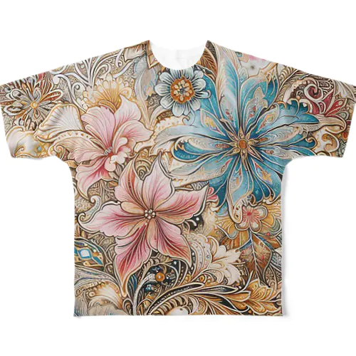 お花のバティック柄 All-Over Print T-Shirt