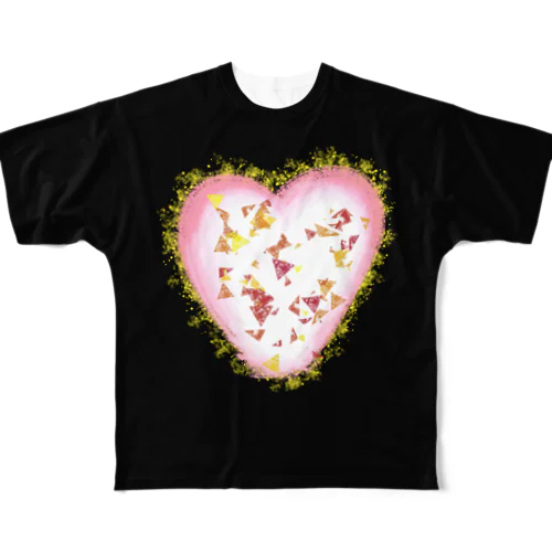 Mo-Mo-Heart（モーモーハート）★文字無し《黒》 All-Over Print T-Shirt