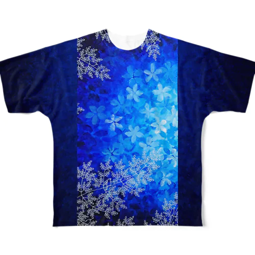 花実の森（Navy) フルグラフィックTシャツ