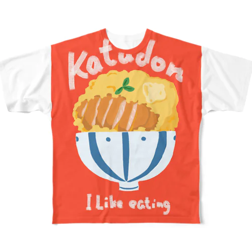 I Like eating（Katudon） All-Over Print T-Shirt