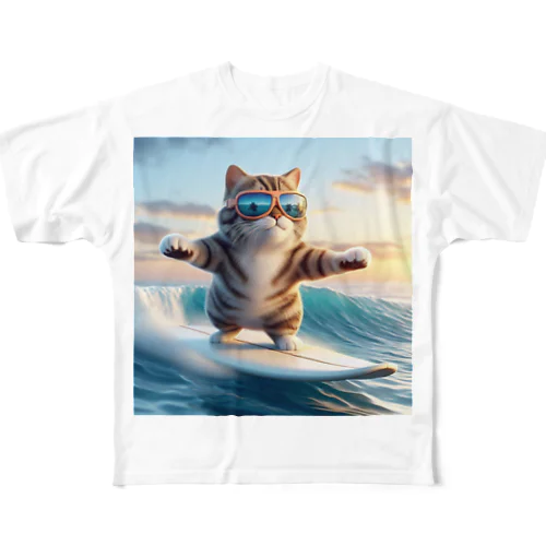 波乗りCAT フルグラフィックTシャツ