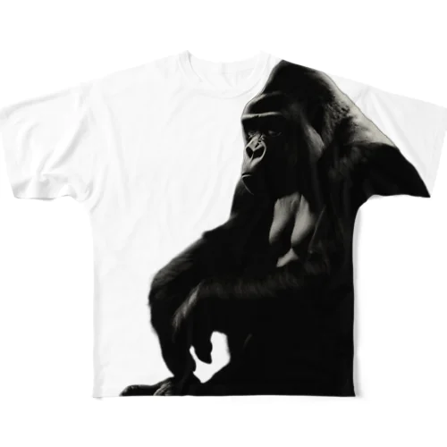 BIG GORILLA (white×black) All-Over Print T-Shirt