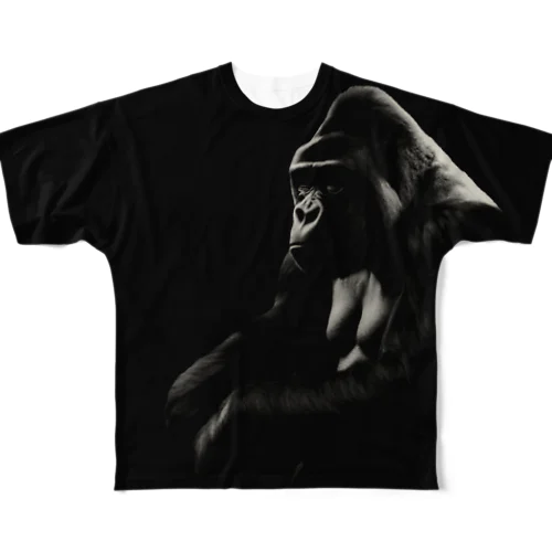 BIG GORILLA (black×black) All-Over Print T-Shirt