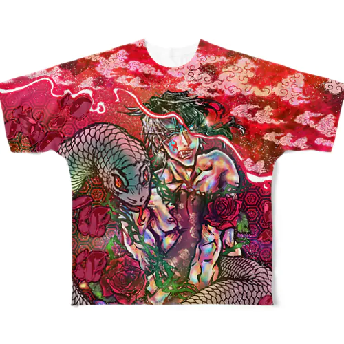 『茨』紅に染まるその名は玲 All-Over Print T-Shirt