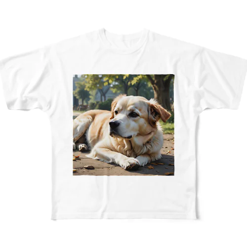 甘えてる犬 フルグラフィックTシャツ