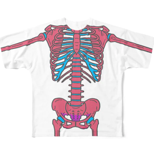 オリジナル　骨T（おちつきピンク系） All-Over Print T-Shirt