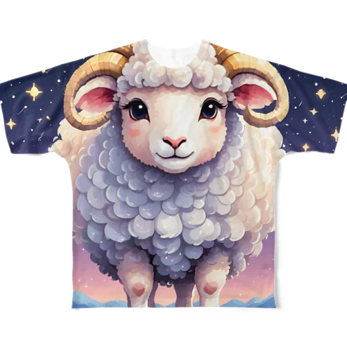「MOFU🔥RAM - 宇宙を駆ける牡羊Tシャツ」 All-Over Print T-Shirt