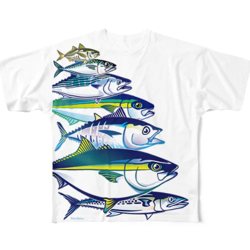 お魚をまとうTシャツ＊アオモノ All-Over Print T-Shirt