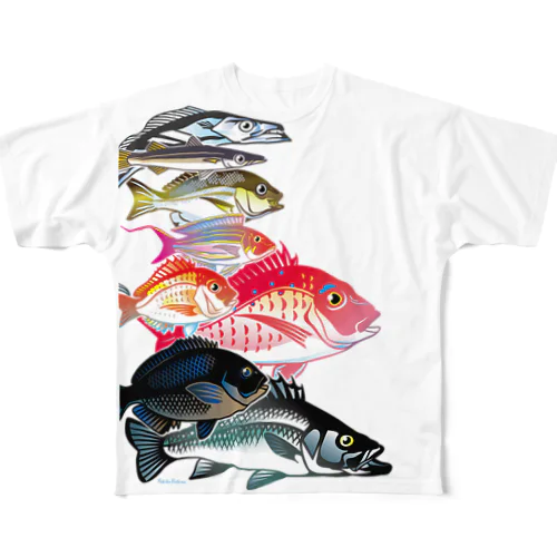 お魚をまとうTシャツ＊ウワモノ フルグラフィックTシャツ