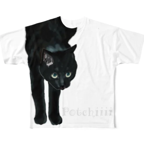 黒猫 풀그래픽 티셔츠