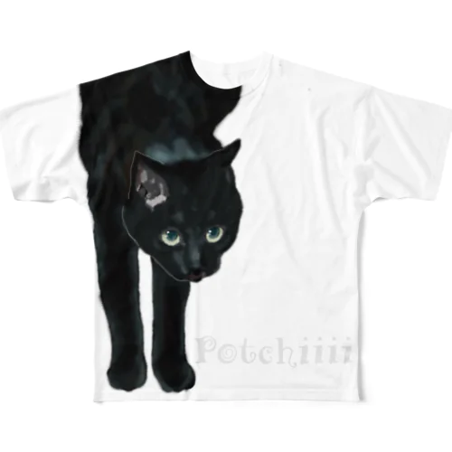 黒猫 フルグラフィックTシャツ