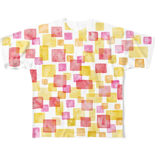 水彩　角3(両面) All-Over Print T-Shirt