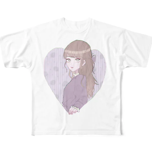 かわいい女の子 フルグラフィックTシャツ