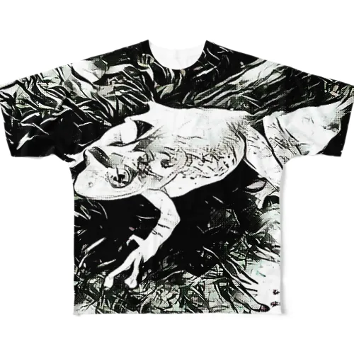 Fantastic Frog -Black And White Version- フルグラフィックTシャツ