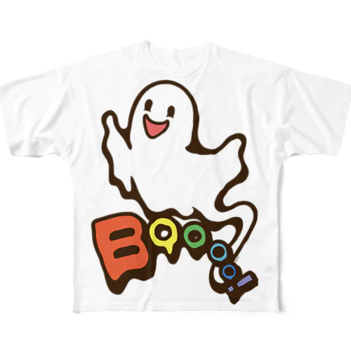 おばけちゃんばぁ!(Boo!ゴースト)カラフル All-Over Print T-Shirt