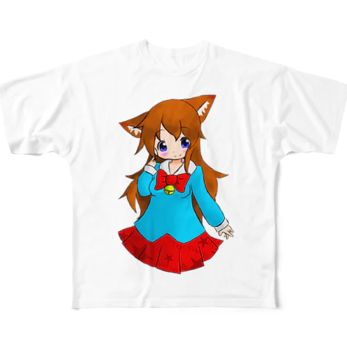 ネコミミの女の子 All-Over Print T-Shirt