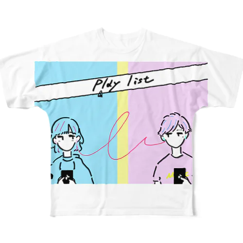 pl(r)ay list フルグラフィックTシャツ