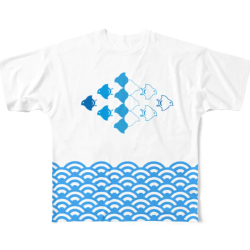 波千鳥 All-Over Print T-Shirt