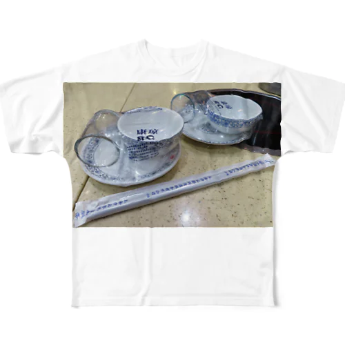 お茶碗セット（ラップ） フルグラフィックTシャツ