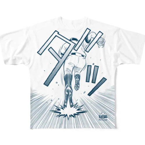 【前面プリント】「スピードスター／韋駄天ブルー」 All-Over Print T-Shirt