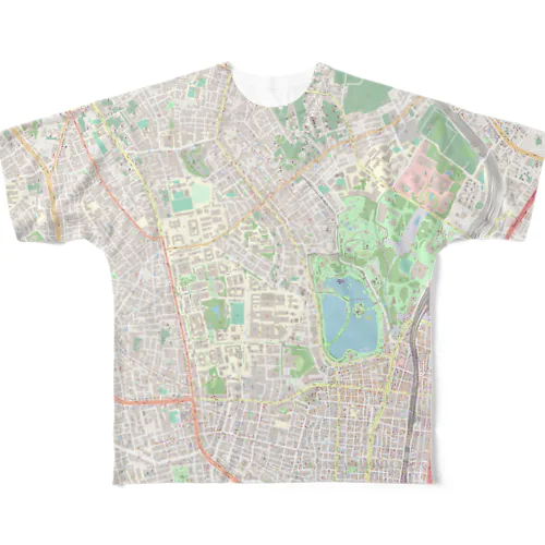 東大 ＆ 上野公園地図 フルグラフィックTシャツ