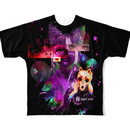 修正済み狐ちゃん【shocking grape】 All-Over Print T-Shirt