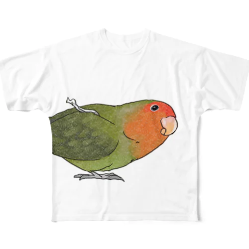 おすましコザクラインコ　きなこちゃん【まめるりはことり】 フルグラフィックTシャツ