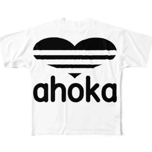 ahoka-黒 フルグラフィックTシャツ