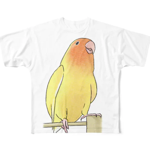 得意げ可愛い　コザクラインコちゃん【まめるりはことり】 All-Over Print T-Shirt